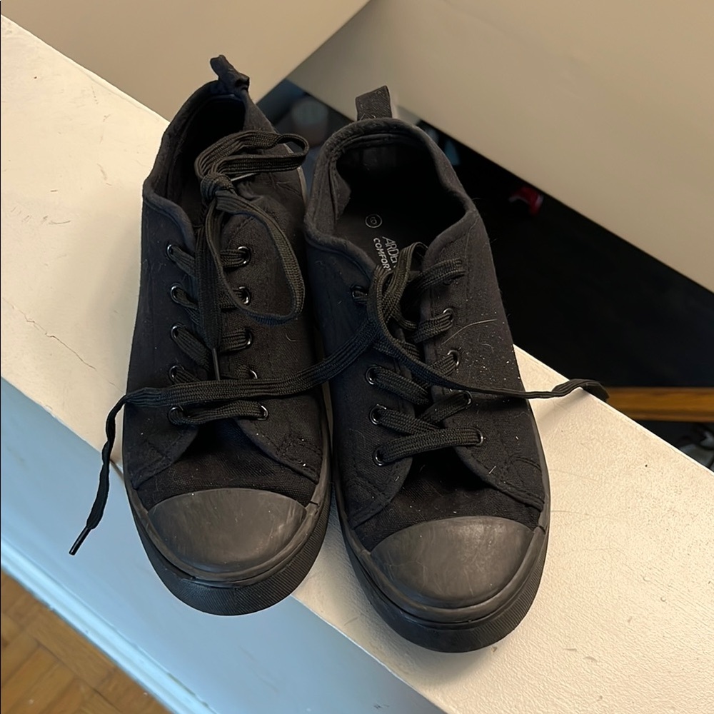 Ardene Black Athletic Shoes with Canvas Construction